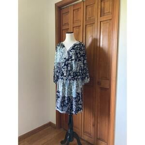 LOFT Blue Chiffon Pullover Dress, Size M